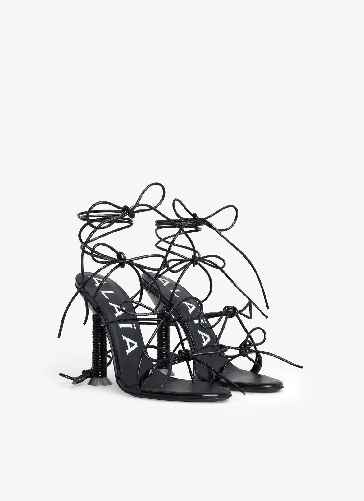 BOBINE SANDALS IN LAMBSKIN ALAÏA BLACK/SILVER BOBINE SANDALS IN LAMBSKIN